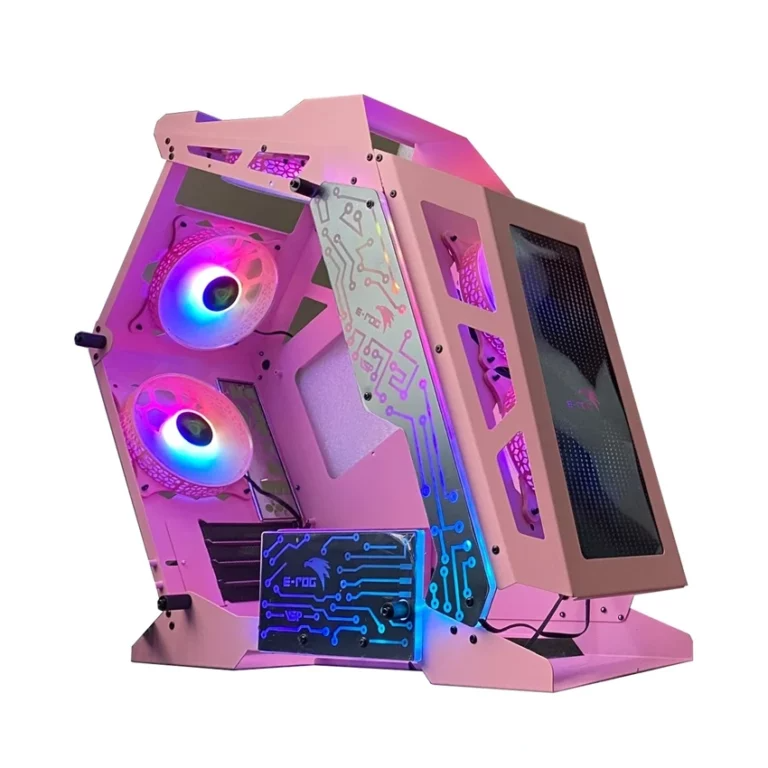  Case VSP Esport Rog ES8 Gaming Pink - White (Kèm bảng led và 6 fan ARGB) 